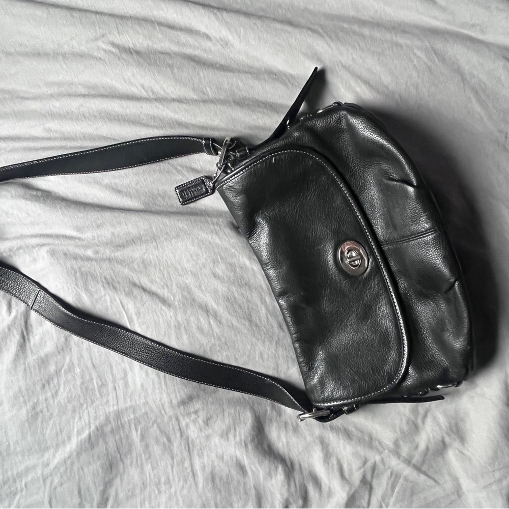 Vintage Coach Black Legacy Shoulder Bag with Turn-Lock Detail